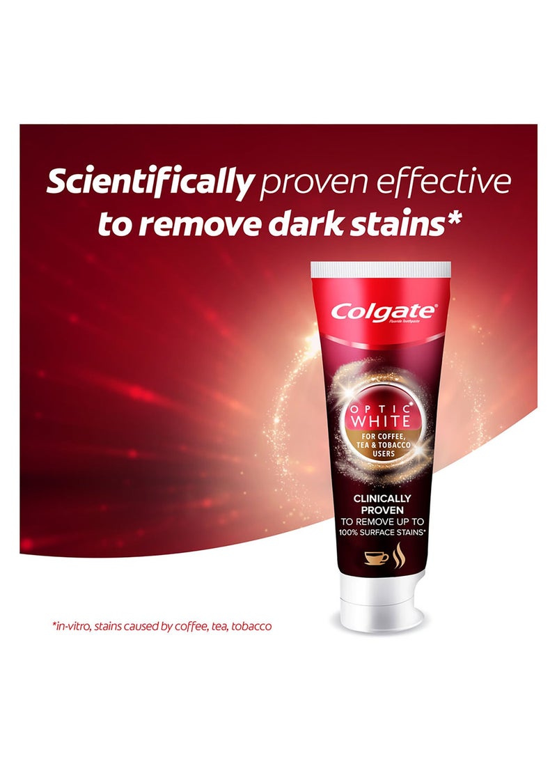 Colgate Optic White Coffee Tea And Tobacco Stains Toothpaste 2 x 75ml - Image 3